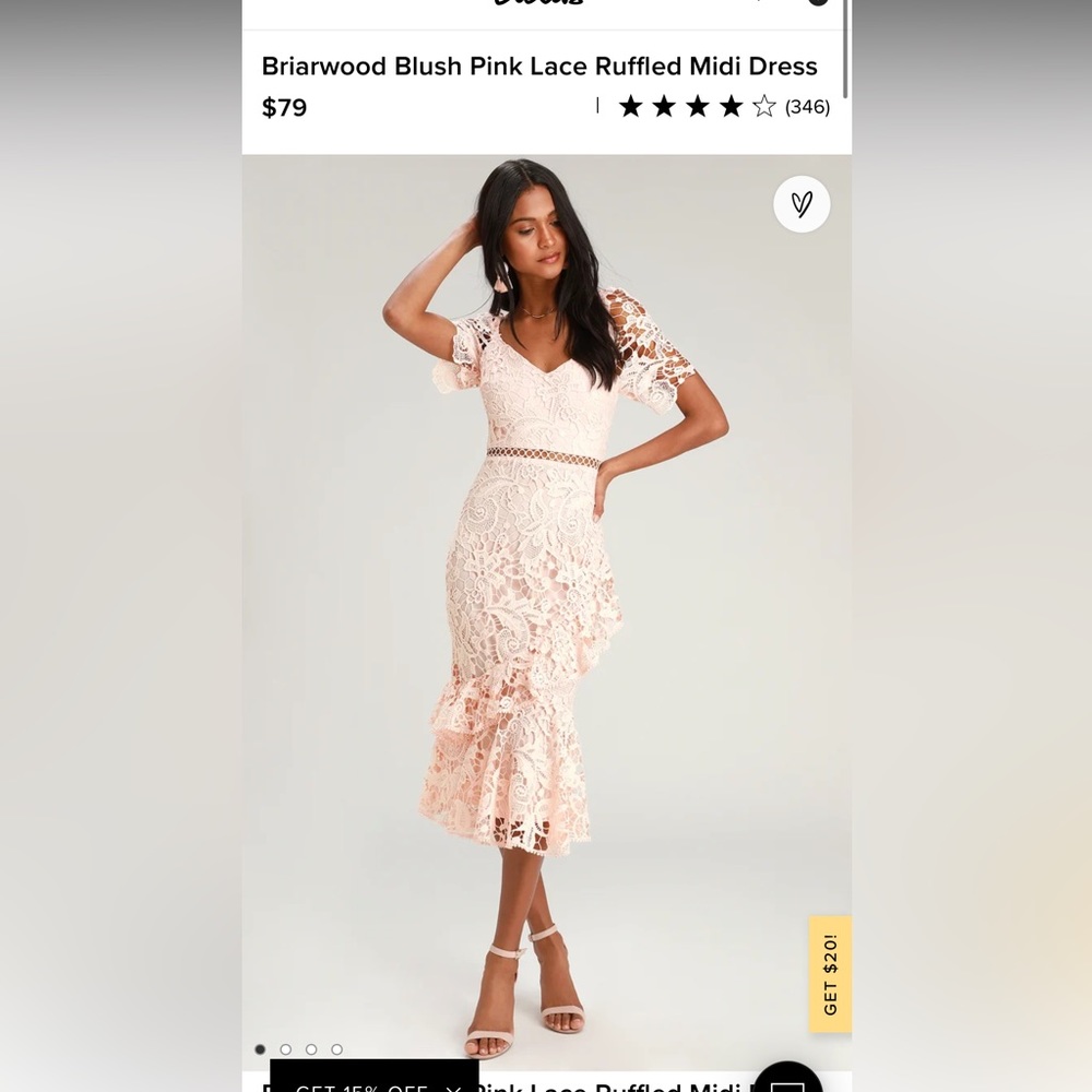 Briarwood Blush Pink Lace Ruffled Midi Dress